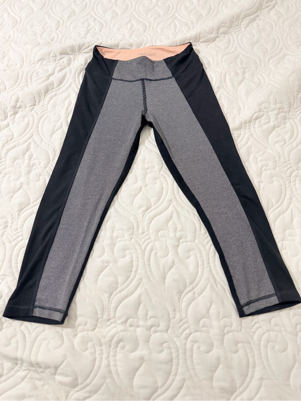Marika Black, Gray & Peach Athletic Colorblock Leggings